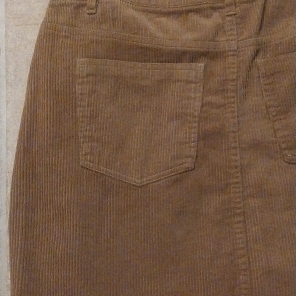 Tan Corduroy Mini Skirt Raw Hem - Picture 7 of 8